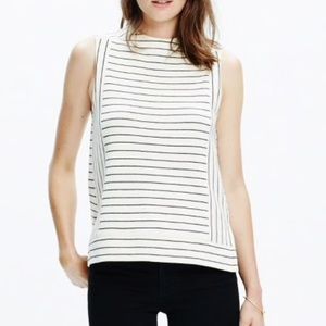 Madewell Stripe Sleeveless Funnelneck top